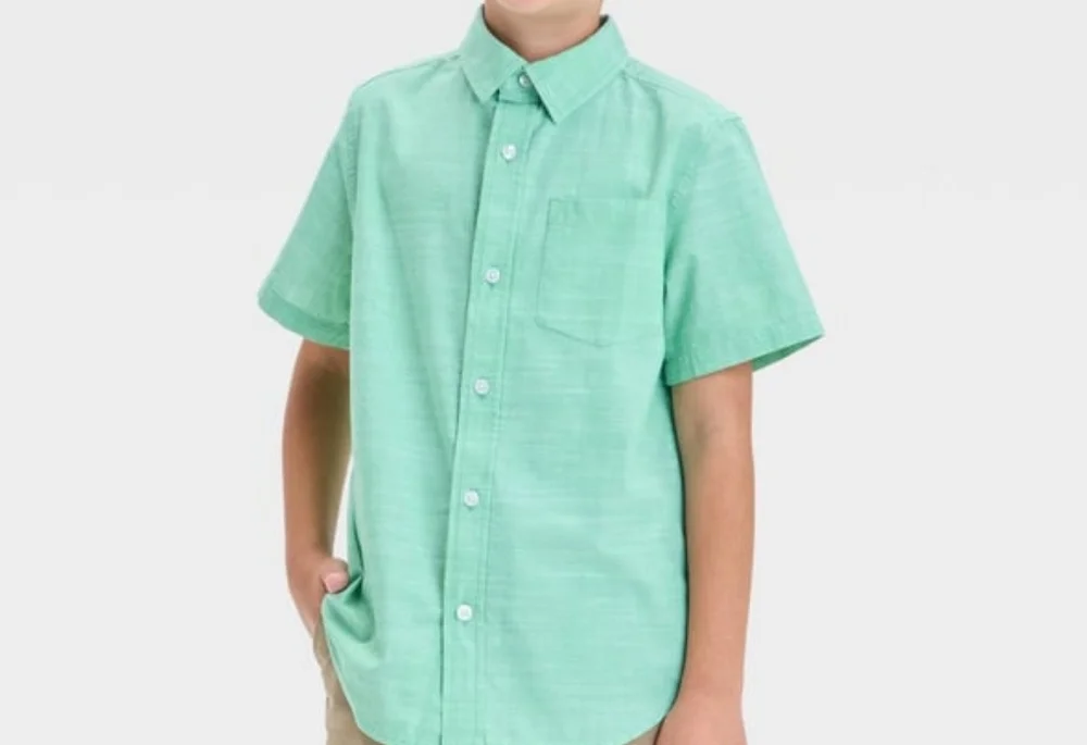 Cat & Jack Light Green Button-Down Shirt